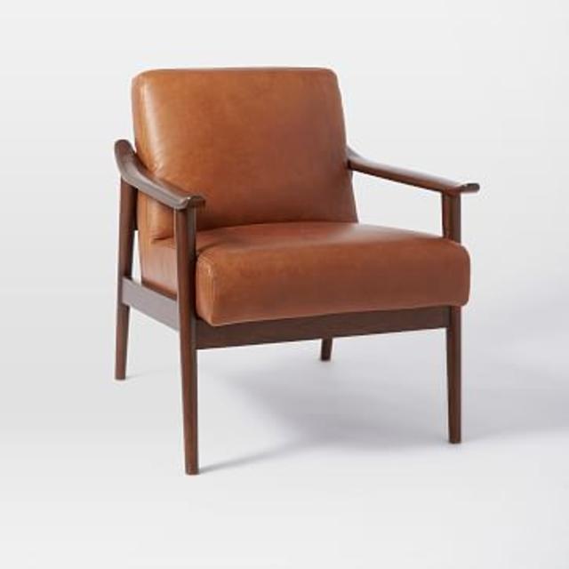 Mid-Century Leather Show Wood Chair from West Elm
