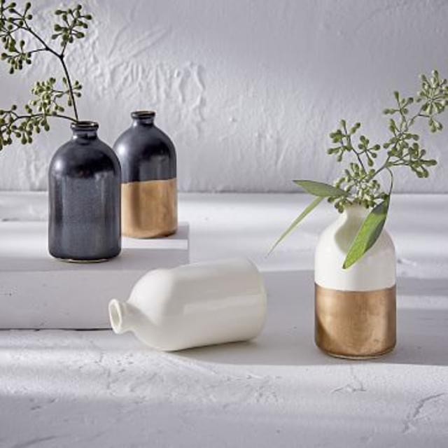 Honeycomb Studio Bud Vases in Black & Gold