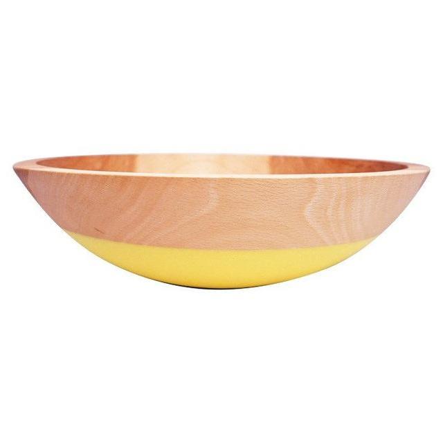 Salad and Fruit Serving Bowl 12" Medium, Color Dipped BEECH Wood in Canary