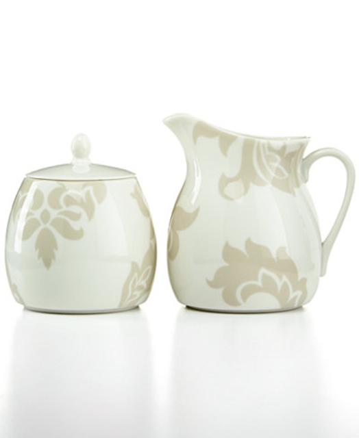 Martha Stewart Collection Lisbon Gray Sugar Bowl and Creamer Set