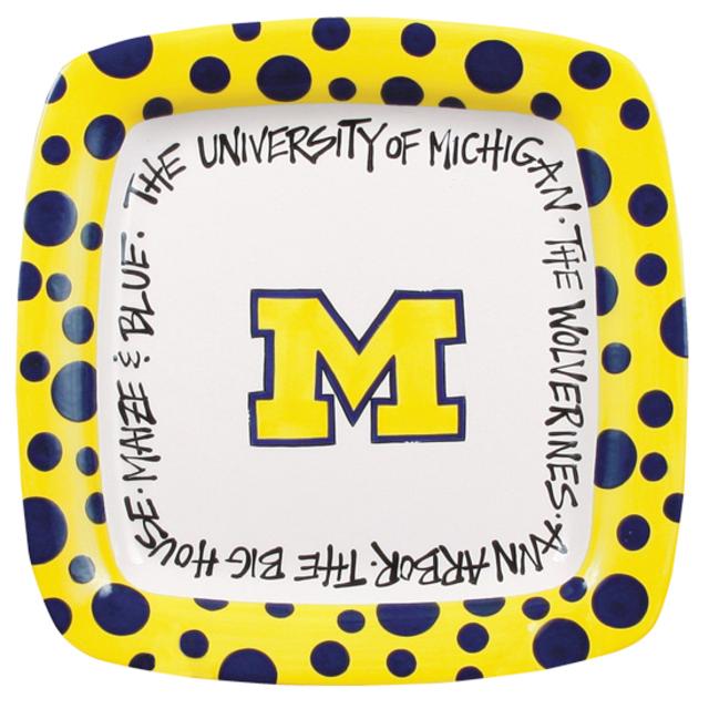Magnolia Lane Pottery University of Michigan Square Plate (MDen)