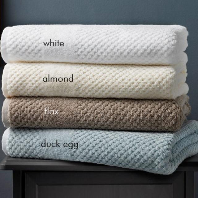 Honeycomb Towels and bath set by Chortex | Linenplace (Set includes 4 bath towels, 4 hand towels, 4 face towels, and a bath mat in duck egg)