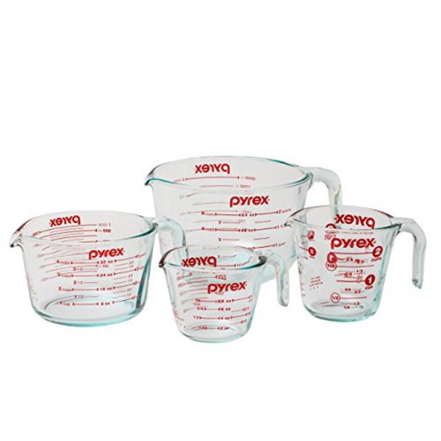 Pyrex 1118989 4-Piece Measuring Cup Set, Clear