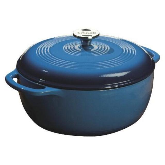 Lodge Color EC6D33 Enameled Cast Iron Dutch Oven, Blue, 6-Quart