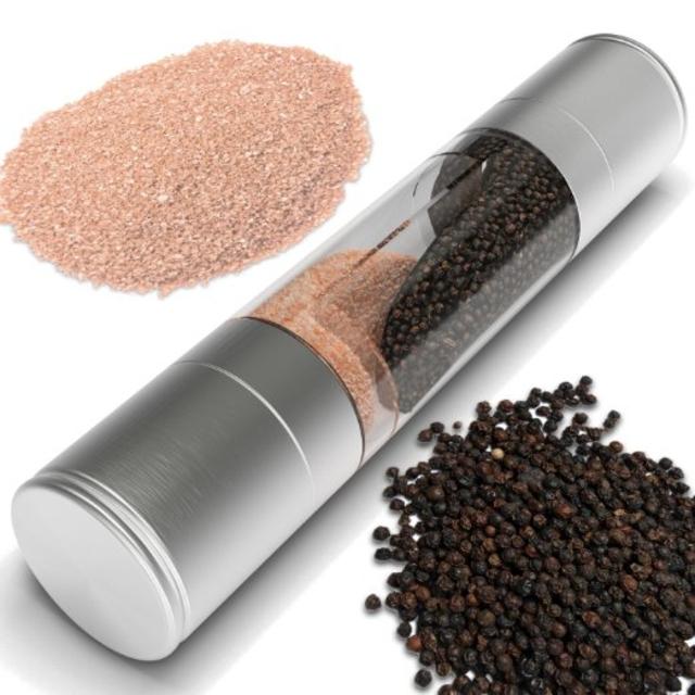 Salt and Pepper Grinder Set, 2 in 1 Stainless Steel Model