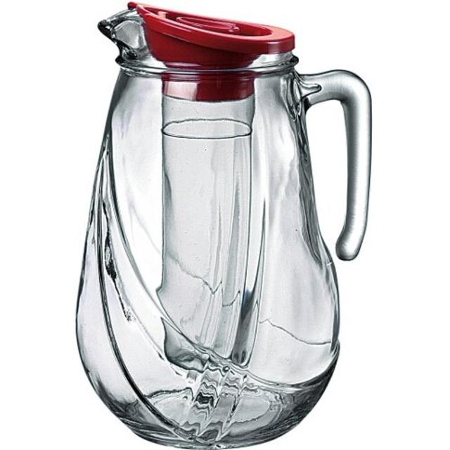 Bormioli Rocco Rolly Jug with Ice Container and Red Lid, 87-1/4-Ounce