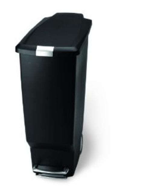 simplehuman Slim Plastic Step Trash Can, Black Plastic, 40 L / 10.6 Gal