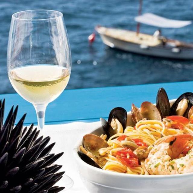 Seafood dinner in Capri