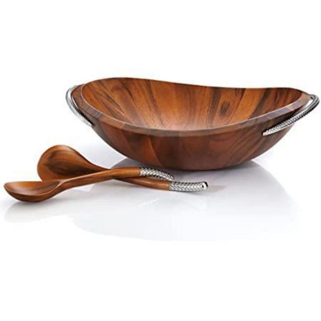 Nambe Braid Salad Bowl with Servers