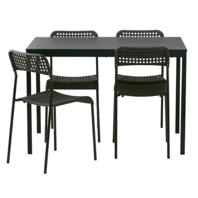 TÄRENDÖ /  ADDE								Table and 4 chairs, black