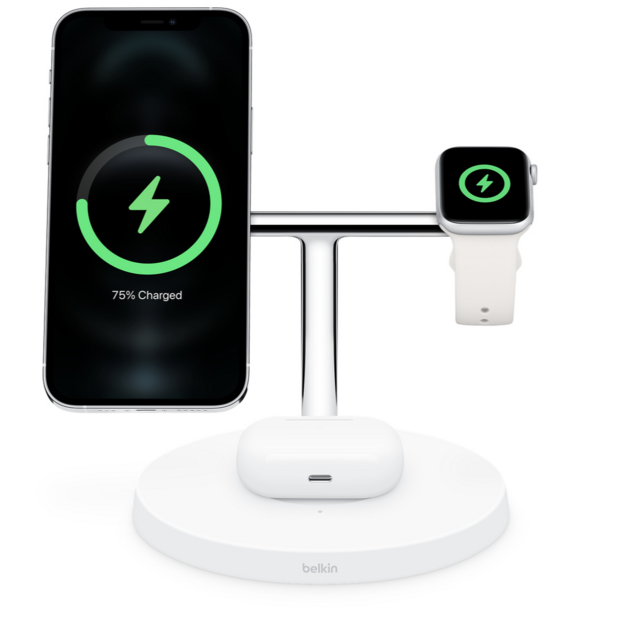 Wireless Charger: Belkin BOOST↑CHARGE PRO 3-in-1 with MagSafe - White