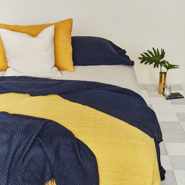 SIMPLE LINEN BEDDING (KING) NAVY FLAT SHEET