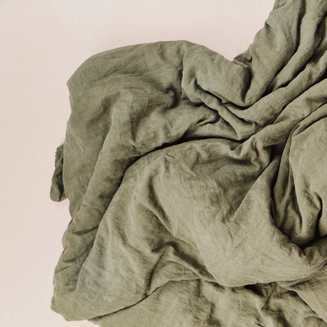 SIMPLE LINEN BEDDING (KING) OLIVE FLAT SHEET