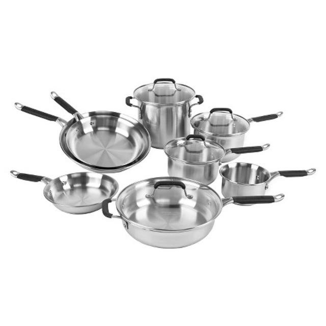 Calphalon Kitchen Essentials 12 piece Stainless Steel Cookware Set product details page