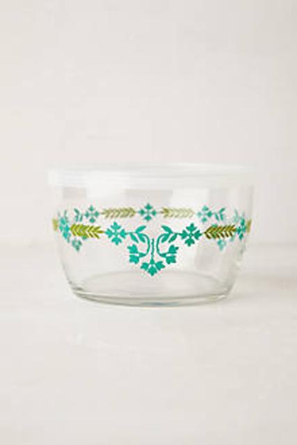 Glass Food Storage Bowl (Green)