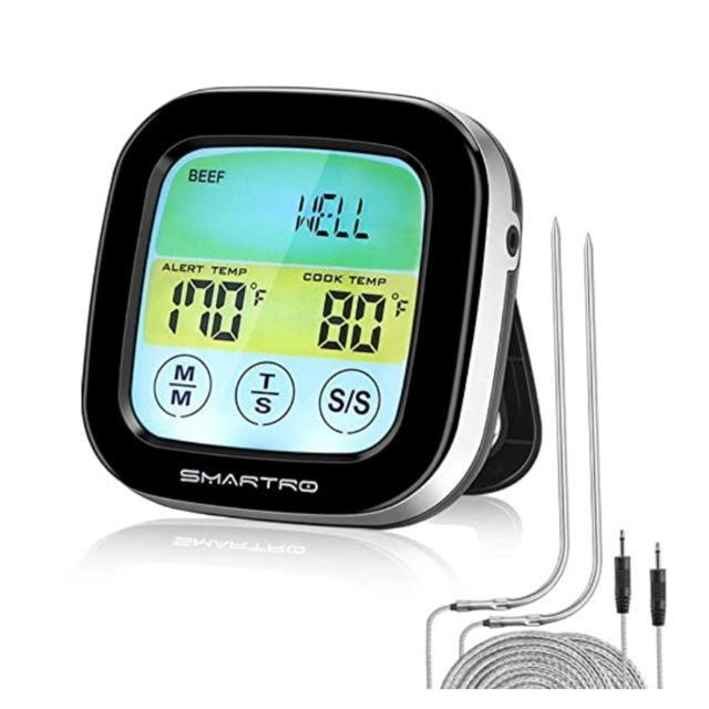 SMARTRO ST59 Digital Meat Thermometer for Oven BBQ Grill Kitchen Food Smoker Cooking with 2 Probes and Timer