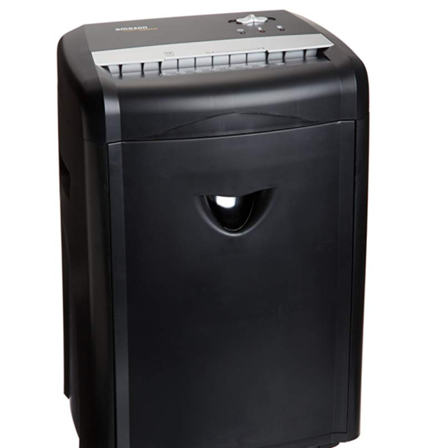 AmazonBasics 12-Sheet High-Security Micro-Cut Pape Shredder with Pullout Basket and Shredder Sharpening & Lubricant Sheets (Pack of 12) Bundle