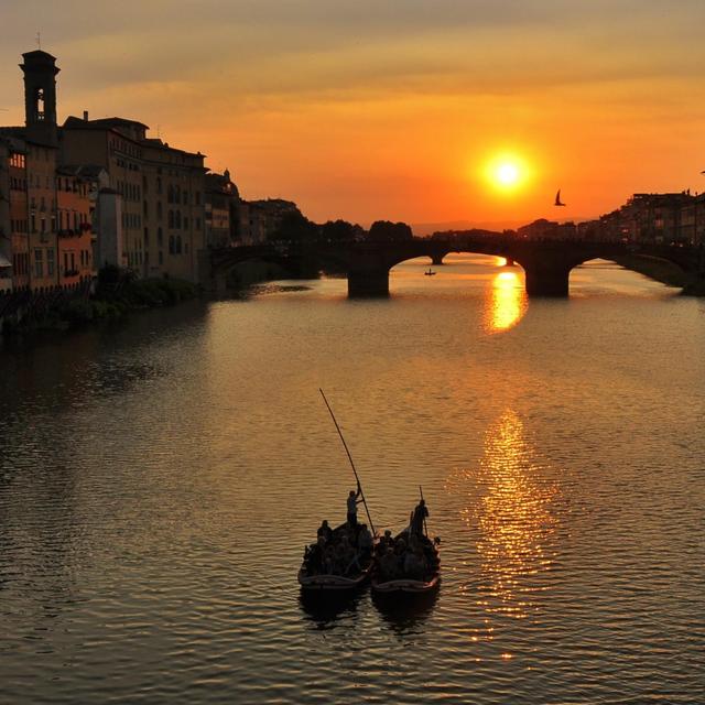 Sunset Boat Cruise down the Arno, Florence