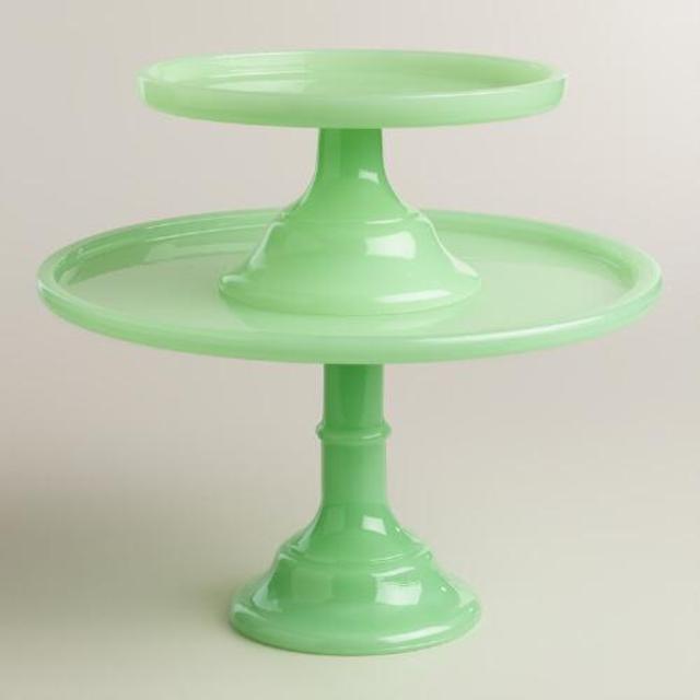 Jade Colored Glass Pedestal Stand