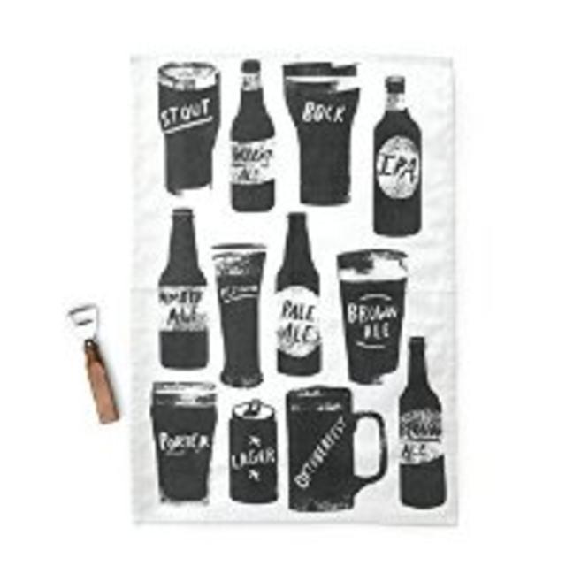 Craft Beer Themed Cotton Kitchen Dish Towel - 16-in x 24-in