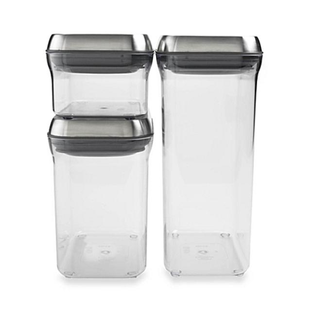 OXO SteeL® POP 3-Piece Stainless Steel Food Storage Container Set