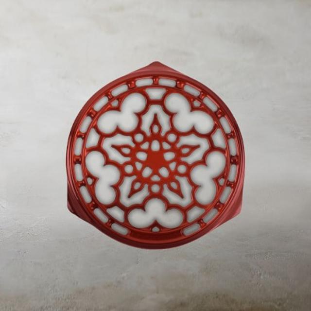Le Creuset Heritage Cast-Iron Deluxe Round Trivet, 9" Red