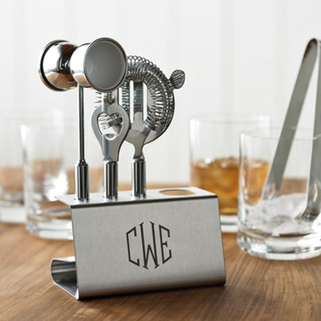 Monogrammed Stainless-Steel Bar Tools Set