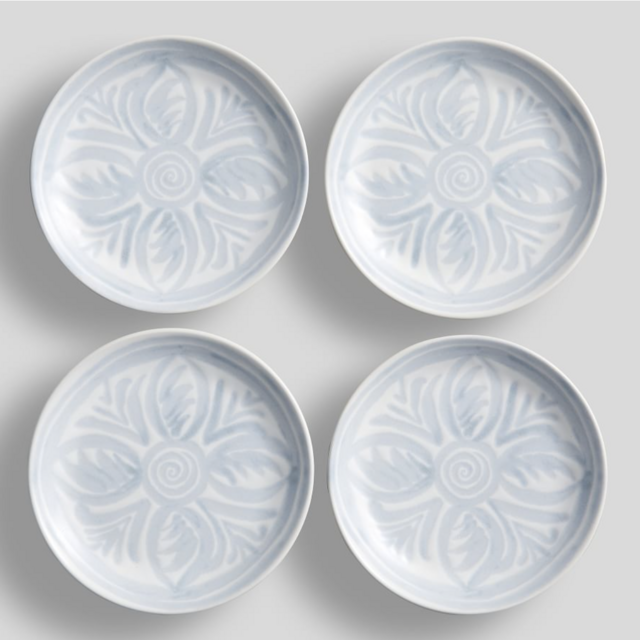 Chambray Tile Stoneware Appetizer Plates, Set of 4