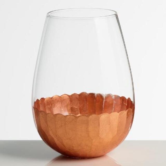 Copper Stemless Wine Glasses Set of 4