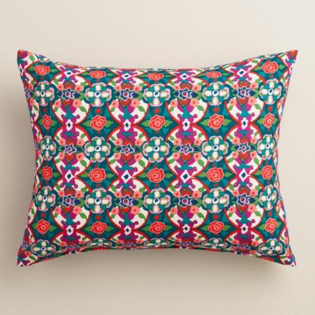 Watercolor Geo Tile Outdoor Lumbar Pillow