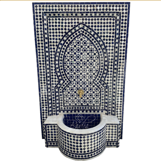 Blue Moroccan Mosaic Tile Water Fountain