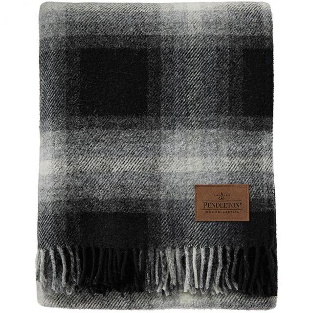 Pendleton Plaid Wool Throw With Leather Carrier