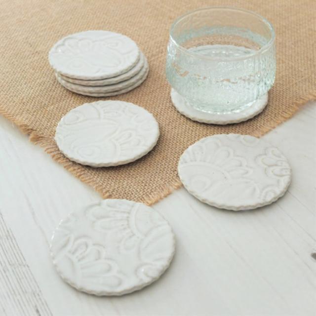 Handmade ceramic coasters, Set of 8