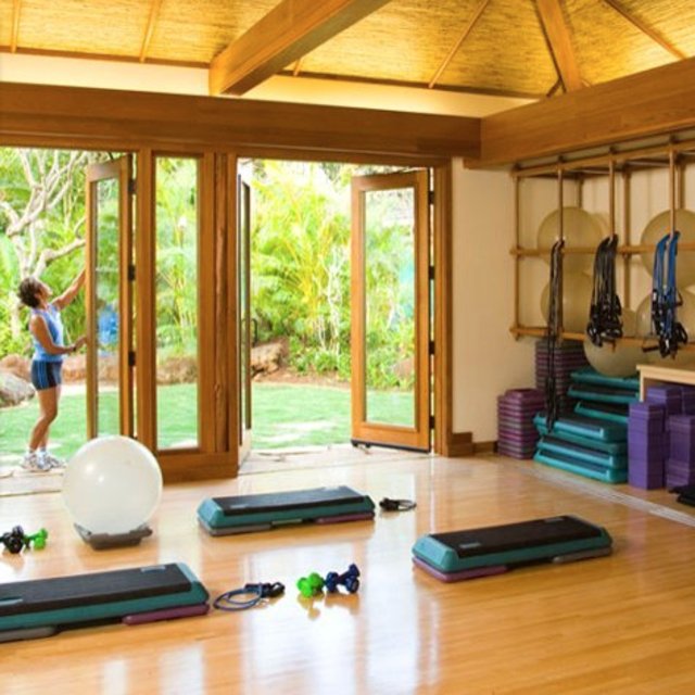 Couple's yoga sessions at the Hyatt