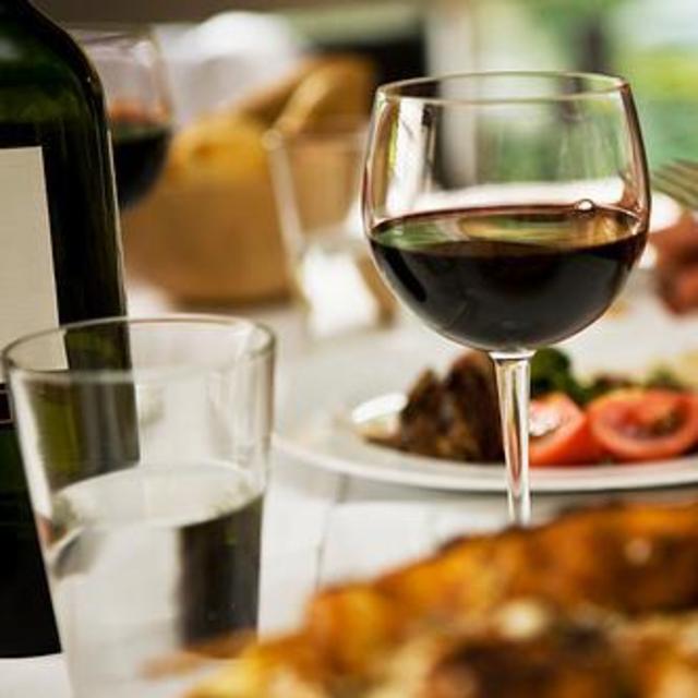 Fine bottles of wine with dinner