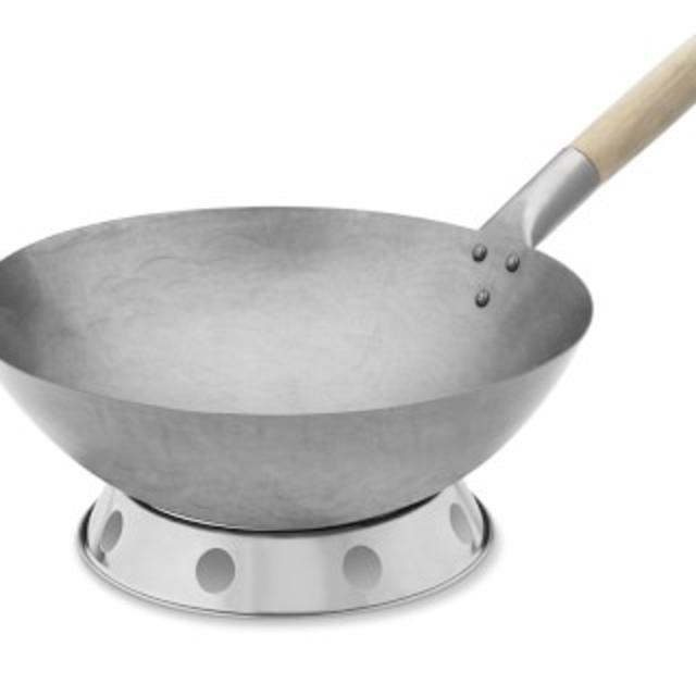 Hammered Round-Bottom Wok with Ring, 14"