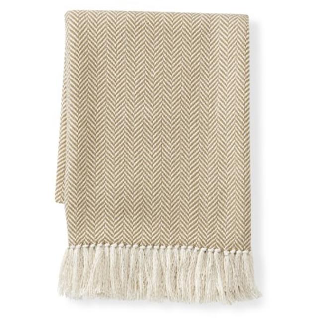 Mini Chevron Cotton Throw, 50" X 60", Tan