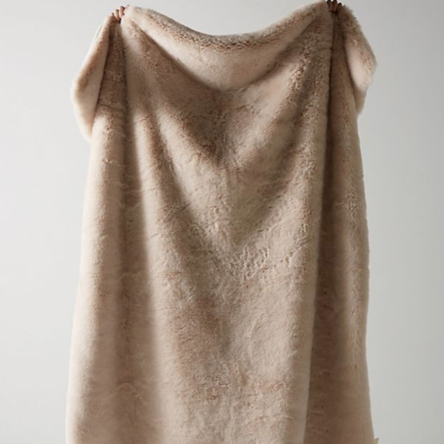 Blush Fireside Faux Fur Throw Blanket
