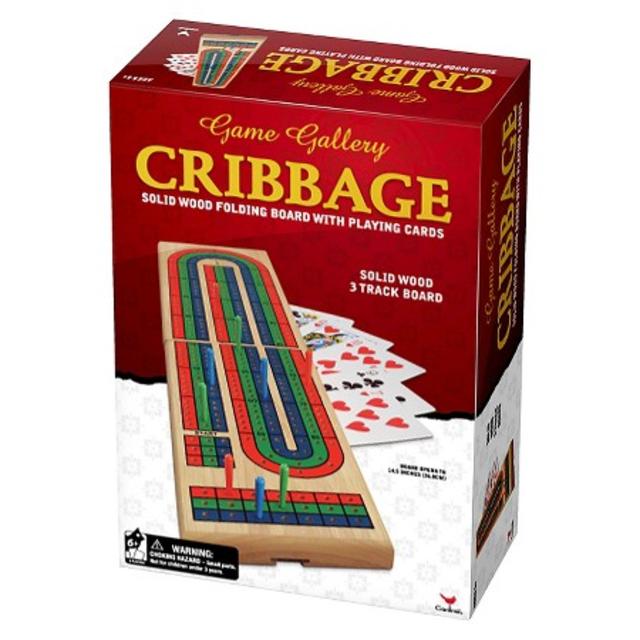 Product description page - Cribbage Folding Wood Board Game with Playing Cards