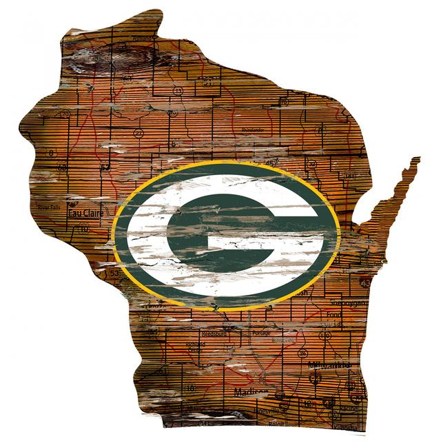 Green Bay Packers State Wood Cut Out Sign