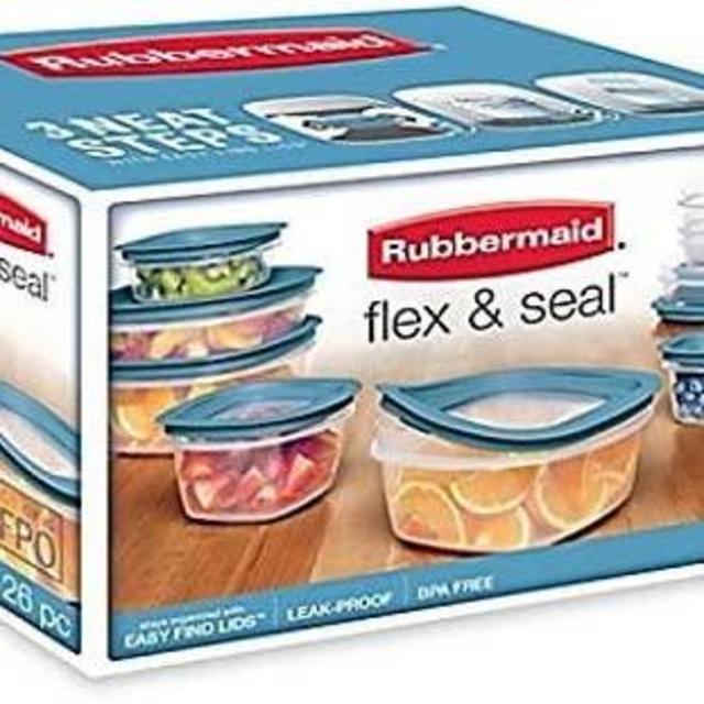 Rubbermaid 26 Piece Flex & Seal with Leak Proof Lids, Easy to find, snaps right on to the bases, Blue