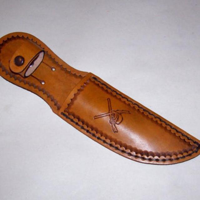 Hand Tooled-Brown Leather Knife Sheath (from Etsy)