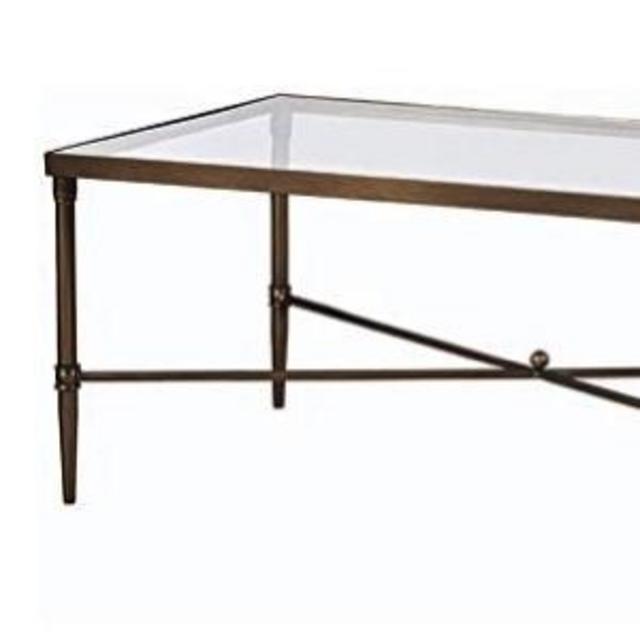 Madison Park Signature Porter Accent Tables Rectangular Tempered Glass Tabletop with Metal Frame Mid-Century Modern Luxe Interior Design Living Room Furniture, Bronze