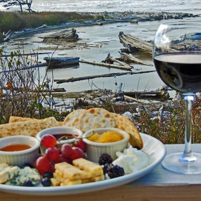 Wine and cheese plate at Kalaloch Lodge