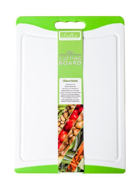 Dishwasher Safe Large Plastic Cutting Board With Non-Slip Silicone Edges and Deep Drip Juice Groove. Acrylic Polypropylene White With Lime Green a Beautiful Cutting Board by Dutis Kitchenware