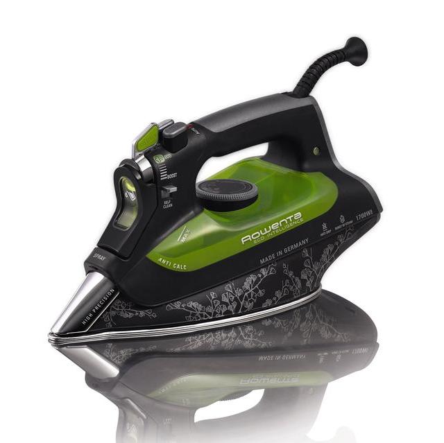 Rowenta DW6080 Eco-Intelligence 1700-Watt Energy Saving Steam Iron Stainless Steel Soleplate with Auto-Off, 400-Hole, Black