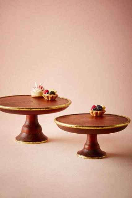 Gilded Wood Cake Stand