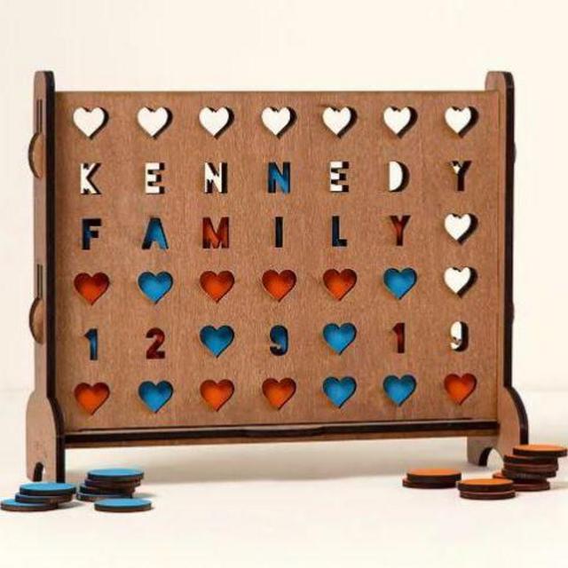 Personalized Hearts Four-Across Game
