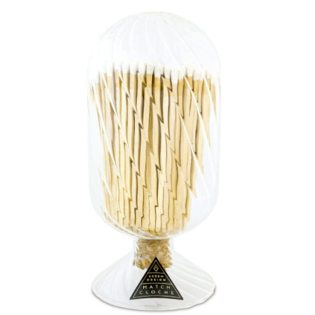 Skeem Design Glass Helix Match Cloche - White Tipped Matches (Medium)