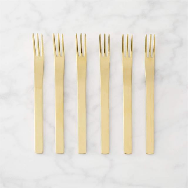 Set of 6 Mini Gold Cocktail Forks